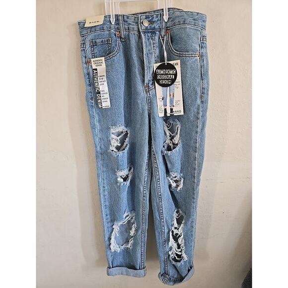 S.O.N.G. Pants - SONG Classic Mom Blue Jeans with Holes size 5,27 24 inseam
